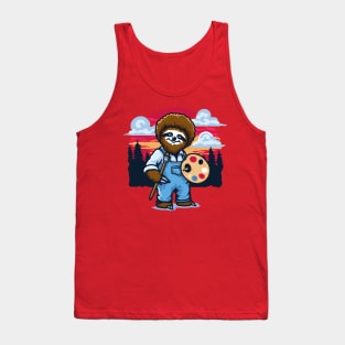 Sloth Painter Sunset Tank Top